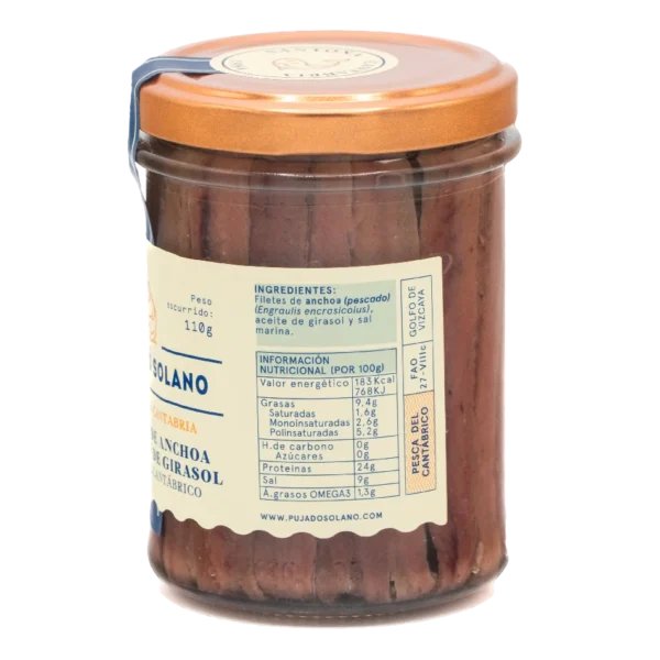 CANTABRIAN ANCHOVIES IN SUNFLOWER OIL 2/4 JAR 220 G - Image 2