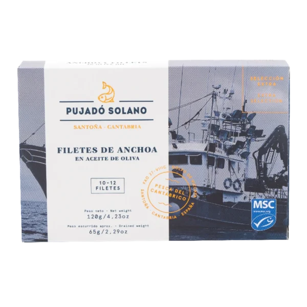 10-12 CANTABRIAN ANCHOVY FILLETS IN OLIVE OIL "EXTRA SELECTION" HANSA CAN 120 G