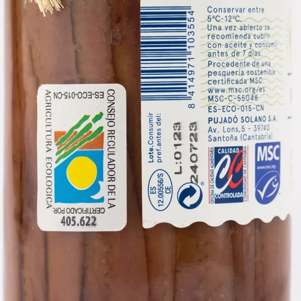 Cantabrian Anchovies from Costera in Organic Extra Virgin Olive Oil 235g Glass Glass Jar